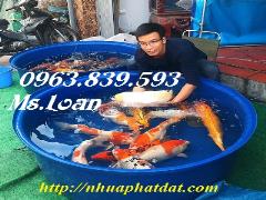 Bể nhựa tròn 1000L nuôi cá cảnh trên sân thượng./ 0963.839.593