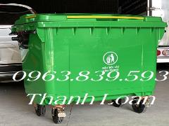 Xe gom rác chung cư 660L màu xanh lá./ 0963.839.593 Ms.Loan