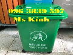 Thùng rác nhựa 60 lít nắp kín có bánh xe giá rẻ - 096 3839 597 Ms Kính