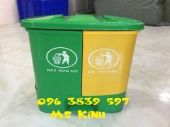 Thùng rác nhựa đạp chân 2 ngăn 40 lít phân loại rác - 096 3839 597 Ms Kính