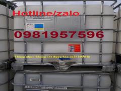 Thùng nhựa khung sắt đựng hóa chất 1000 lít, tank nhựa IBC 1000 lít, bồn nhựa khung sắt 1000 lít