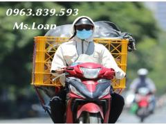 Sọt nhựa cho shipper chở hàng sau xe máy, sọt nhựa có bánh xe / 0963 839 593 Ms.Loan