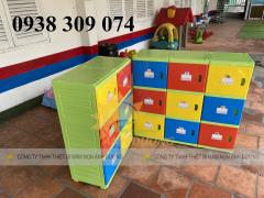 Tủ nhựa đựng balo mầm non, tủ đựng cặp của trẻ bằng nhựa cao cấp lắp ráp