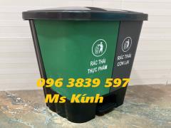 Thùng rác nhựa 2 ngăn 20 lít đạp chân phân loại rác giảm giá sâu - 096 3839 597 Ms Kính