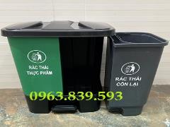 Thùng rác đạp chân 20lit chia 2 ngăn phân loại rác tại nguồn / 0963 839 593